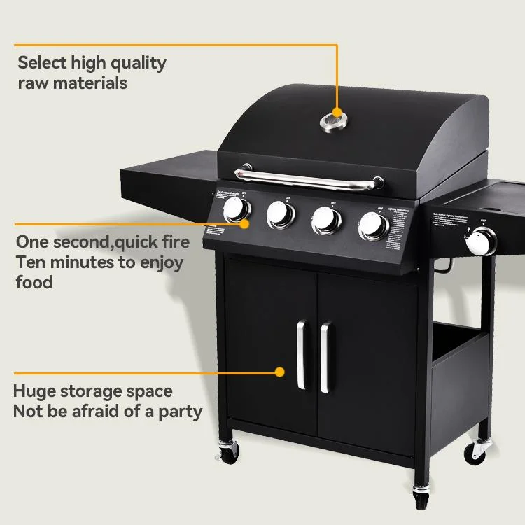 Best-Selling 4 Burner+Side Burner BBQ Gas Grill with CE.