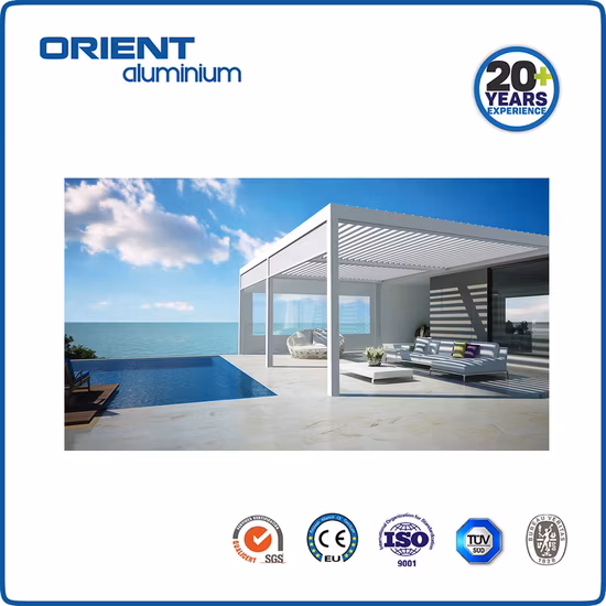 Markise, Gartenüberdachung, wasserdichter Pavillon, motorisiertes Metall, 4 x 3 Außenlamellen-Kits, Dachsystem, bioklimatische Aluminium-Pergola