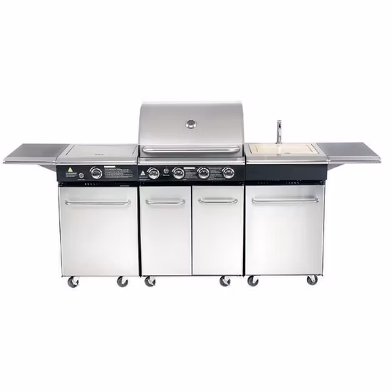 Einzelbrenner-Gasgrill mit klappbarer Seitenablage und klappbarem Trolley, tragbarer Gasgrill mit CE LFGB