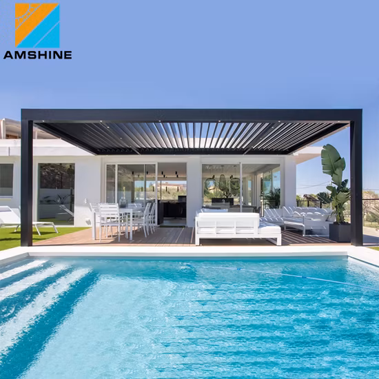 OEM/ODM Fabrik Großhandel Manuelle/motorisierte Wohnmöbel Louvre Dach Garten Pavillon Outdoor Moderne bioklimatische Hinterhofüberdachung Aluminium Pergola