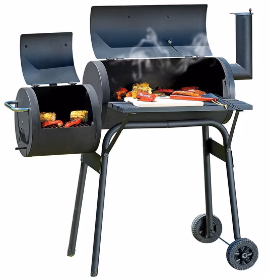 F02 Keyo, neues Modell, schwarz, luxuriös, robust, für den Außenbereich, Garten, Terrasse, Trolley, Holzkohlegrills