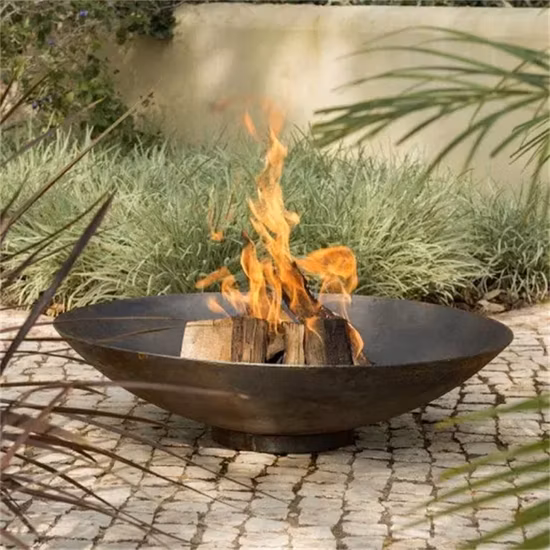 Garten-Feuerstelle aus Cortenstahl, rund, Metall, mit Heizung